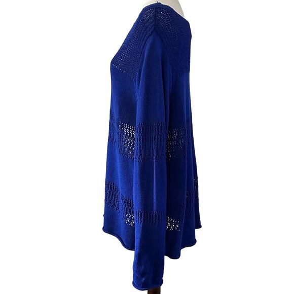 Chelsea & Theodore Womens Plus Size XXL Pullover Sweater Cobalt Blue Open Knit - Picture 3 of 7